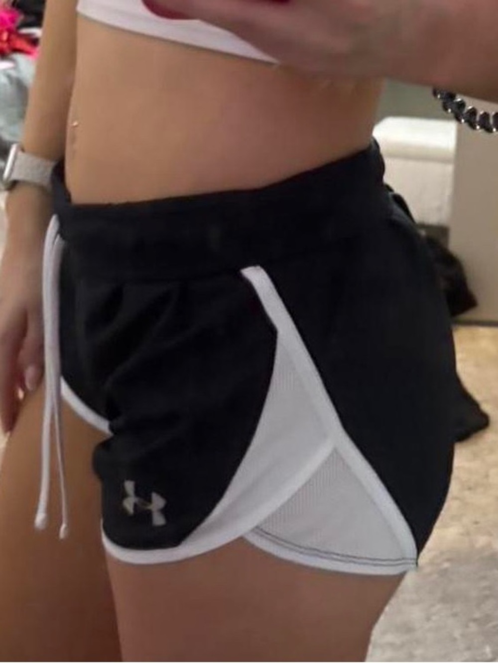 Under Armour Black and White Women’s Athletic Shorts Heatgear